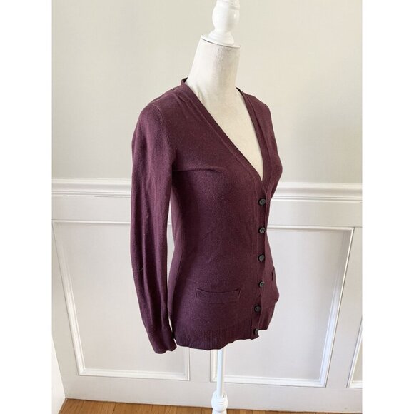 Old Navy S Maroon Button-Front Longline Cardigan With Pockets - Picture 2 of 5